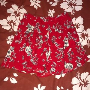 Red floral mini skirt
